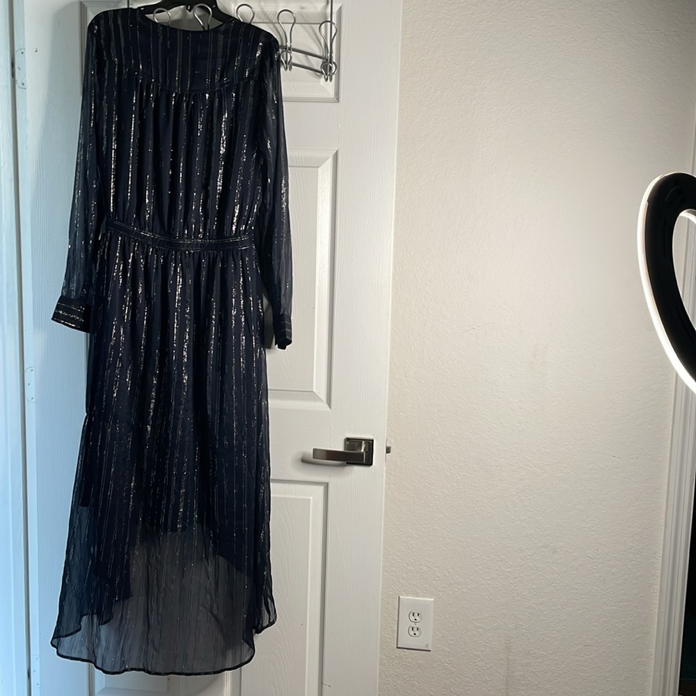 Scotch & soda striped high low maxi dress with sheer long sleeves - Picture 6 of 8